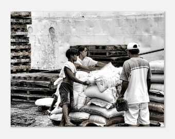 Trabajadores portuarios en Cebú, Filipinas