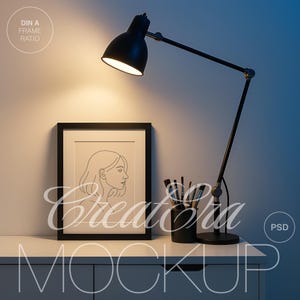 Vertical Black Frame Mockup, DIN A Frame Artwork Mockup, A3, A4 Minimalist Poster Mockup for Photoshop, Realistic Interior Frame Mockup, PSD