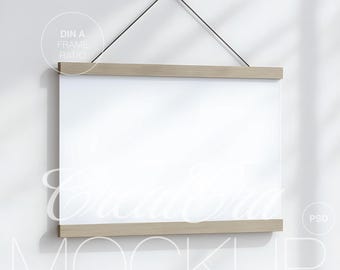 Square Wooden Frame Poster Mockup: Modern Artwork PSD (Digital Download)