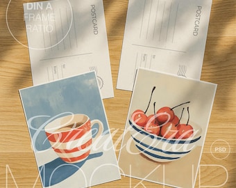4 Card Mockup Set, Flat Lay Poster Mockups (Digital Download)