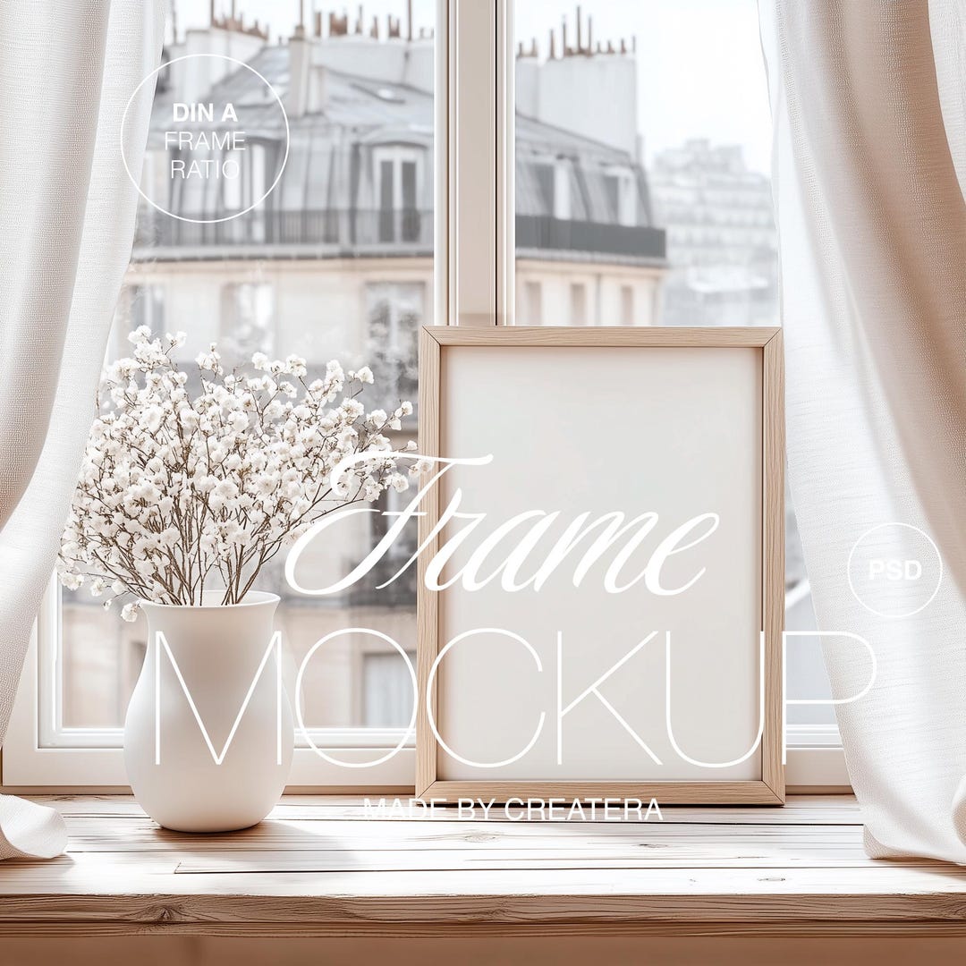 Vertical Frame Mockup: Wooden Window, Interior PSD File (digital ...