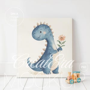 Kinderzimmer quadratische Leinwand Mockup, Kinderzimmer Poster Mockup, rahmenlose PSD Photoshop Mockup, Baby Wand Kunst Mockup, Kinder Poster Vorlage