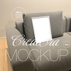 Vertical PSD Frame Mockup, DIN A White Frame Artwork Mockup, A3, A4 Minimalist Poster Mockup for Photoshop, Modern Trendy Poster Mockup