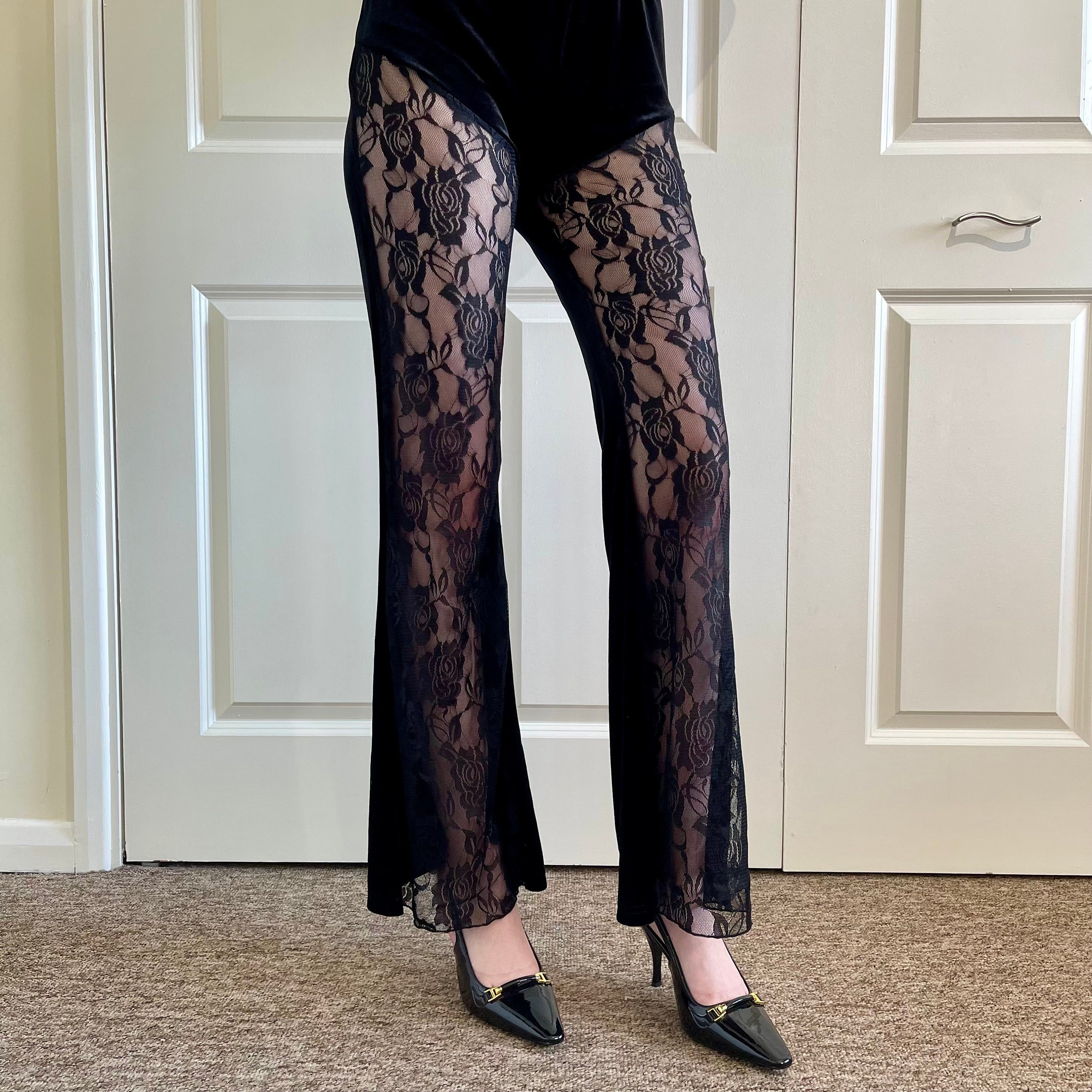 パンツ SHEER FLOWERBASE PRINT PANTS Unisex wide-leg Flower pants – Shell Ya