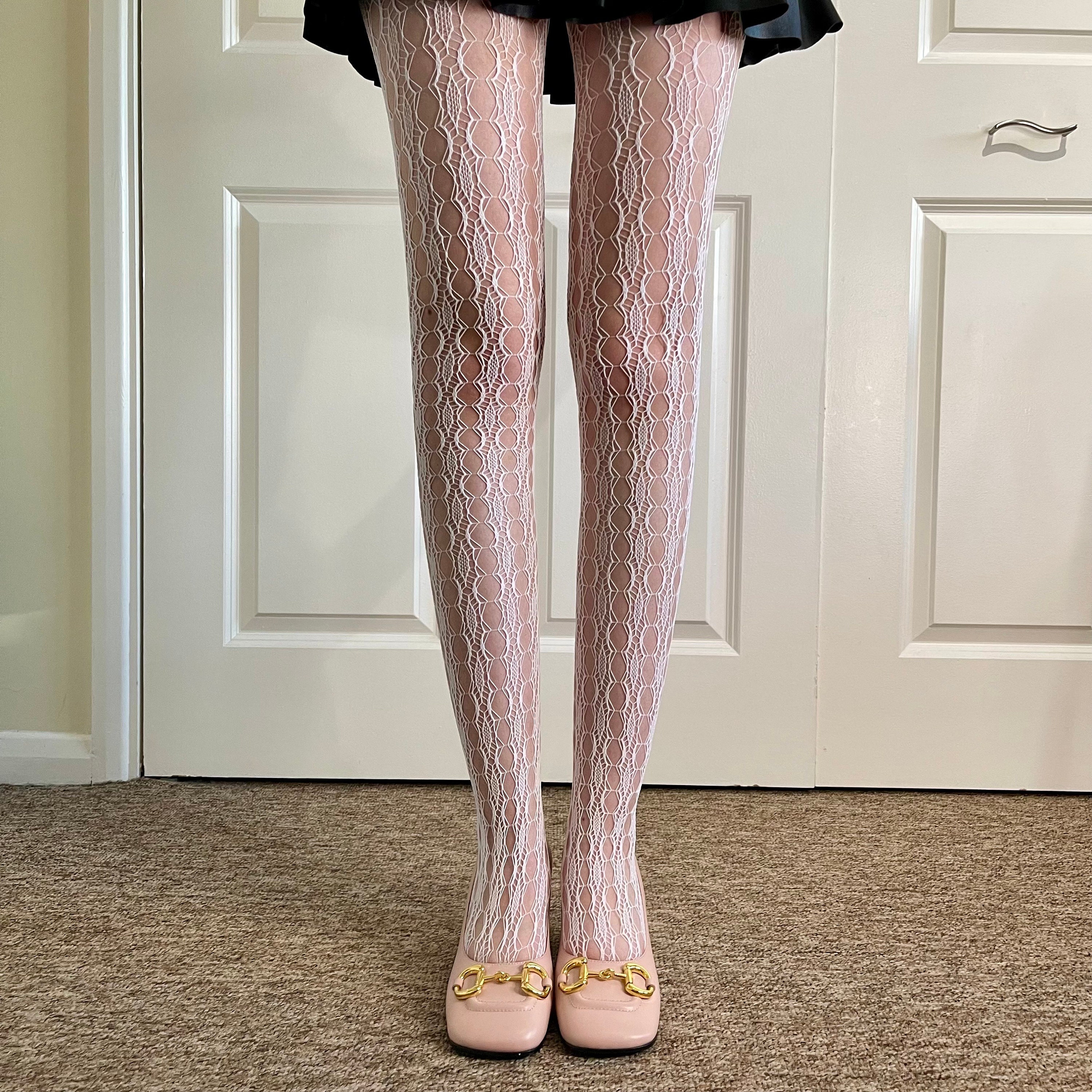 Shipped From England - White Fishnets With Holes - Unique Patterned ...