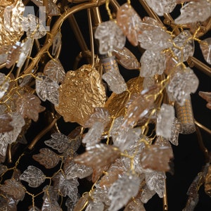 Glass Metal Leaf Shape Branch Chandelier image 4