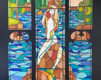 Mermaid stained glass window -original-