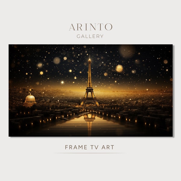 Paris in Gold Frame TV Art, Eiffel Tower Wall Art, Instant Digital Download | TV1555