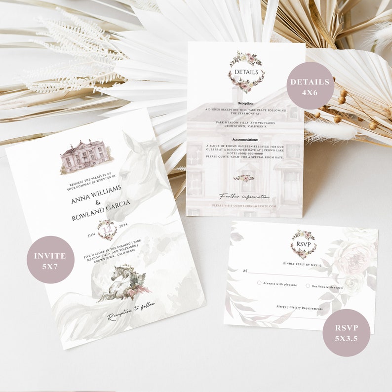 PINK Wedding Invitation Sets, Wedding Invitation Bundle, Editable