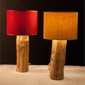 Oak Wood Lamps Handmade Rustic Home Decor Set of 2