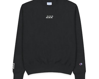 Sudadera negra bordada Champion con número de ángel personalizado