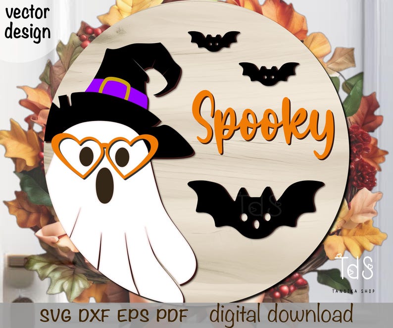 Cute Halloween Ghost Door Hanger Svg Cut File, Spooky Sign, Cute Spooky ...