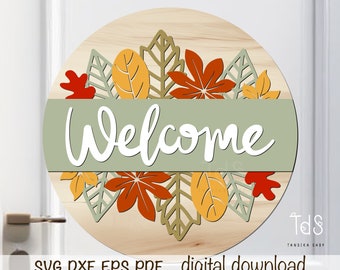 Fall Welcome Door Hanger SVG: Laser Cut File (Digital Download)