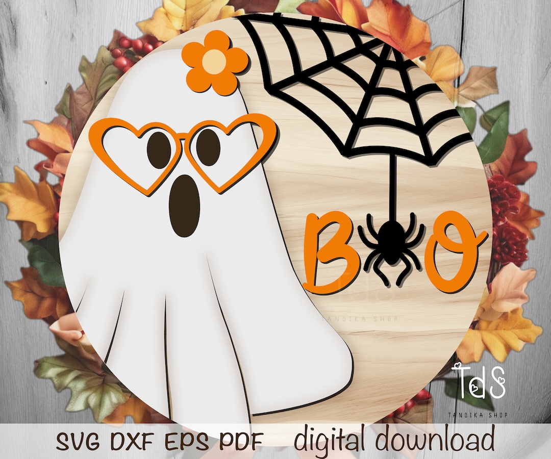 Cute Halloween Ghost Door Hanger Svg Cut File, Boo Sign, Cute Spooky ...