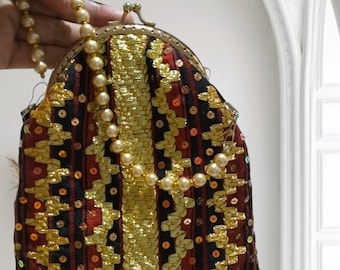 Handbestickte Tapis Motiv Mobile Sling Bag - Ethnische Festival Tasche