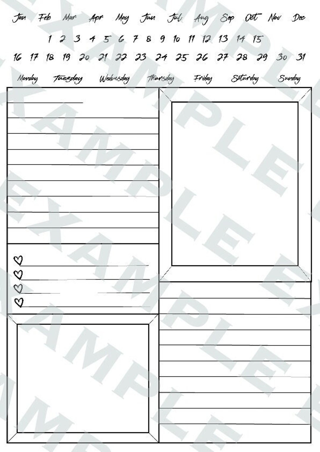 Journal/diary Page Template, iPad Journalling, Print Out Journal