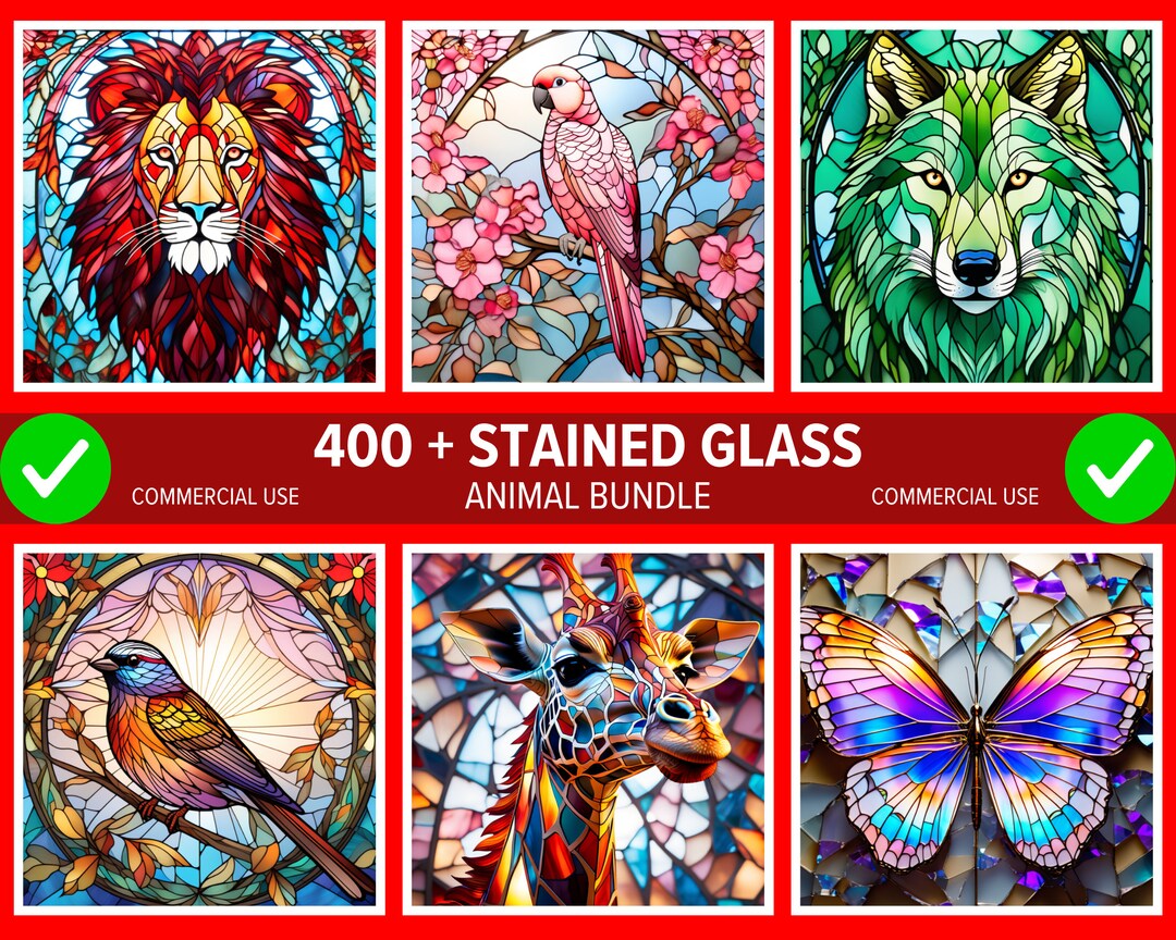400 Stained Glass Animal Bundlestained Glass Templatestained Glass