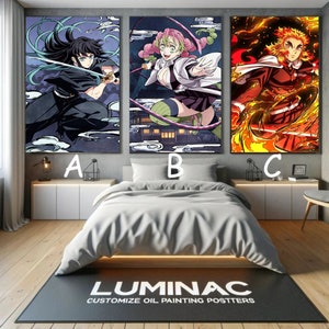 Poster de papel de couro personalizado kimetsunoyaiba arte de parede Giyu Tomioka Kyōjurō Rengoku Tanjiro Kamado Yoriichi Tsugikuni Akaza Shinobu Kochō