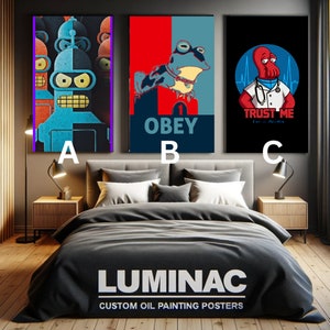Impresión de carteles personalizados- Póster de papel de cuero Futurama Póster de Futurama- Póster artístico de lienzo al óleo decorativo único