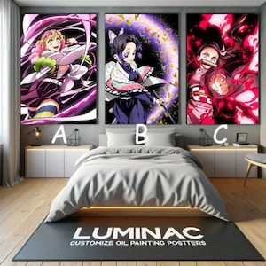 Póster de papel de cuero personalizado KimetsuNoYaiba Arte de pared artístico Tanjiro Kamado Shinobu Kochō Inosuke Hashibira Mitsuri Kanroji Agatsuma Zenitsu