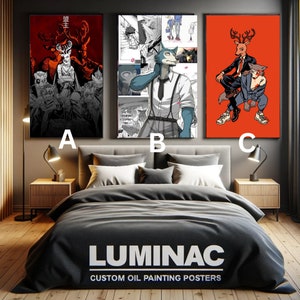 Impresión de carteles personalizados: póster de papel de cuero de Beastars, póster de Legoshi Louis, arte decorativo único en lienzo al óleo, póster de anime 2D