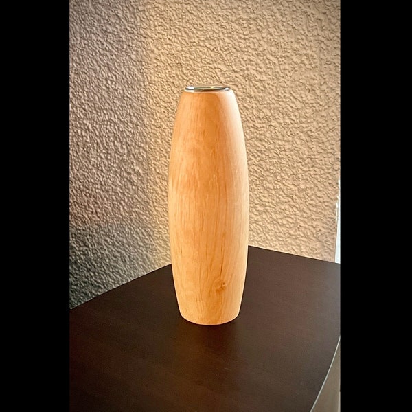 schöne Vase aus Holz inkl. Glaseinsatz