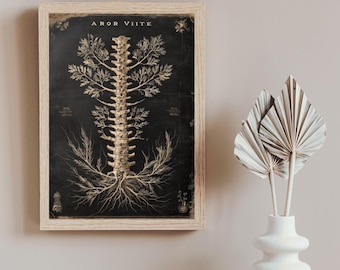 Anatomical Tree of Life – Dark Botanical Spine Art · Gothic Digital Wall Print