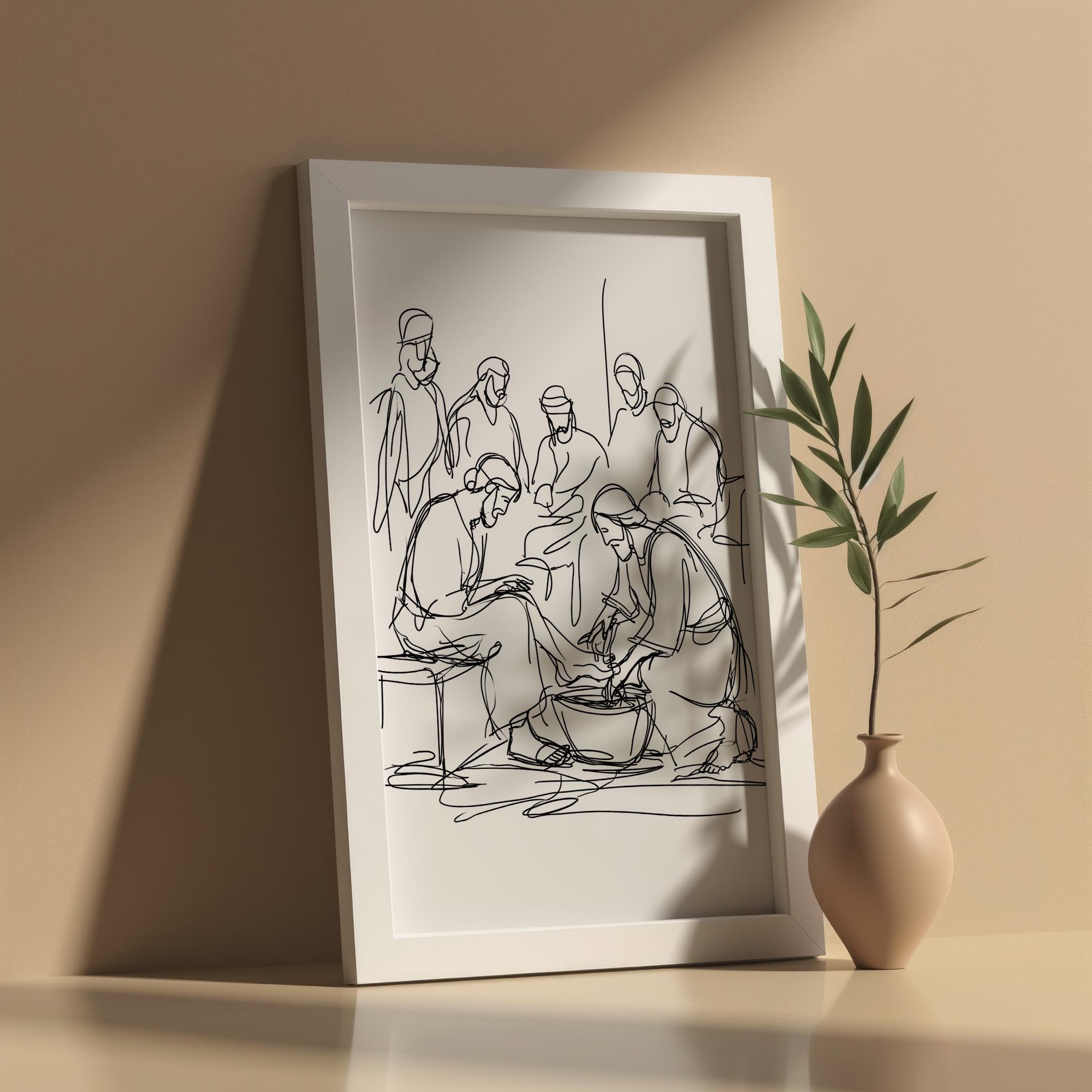 The Washing of the Disciples’ Feet, Line-art-style, Bible Wall Art ...