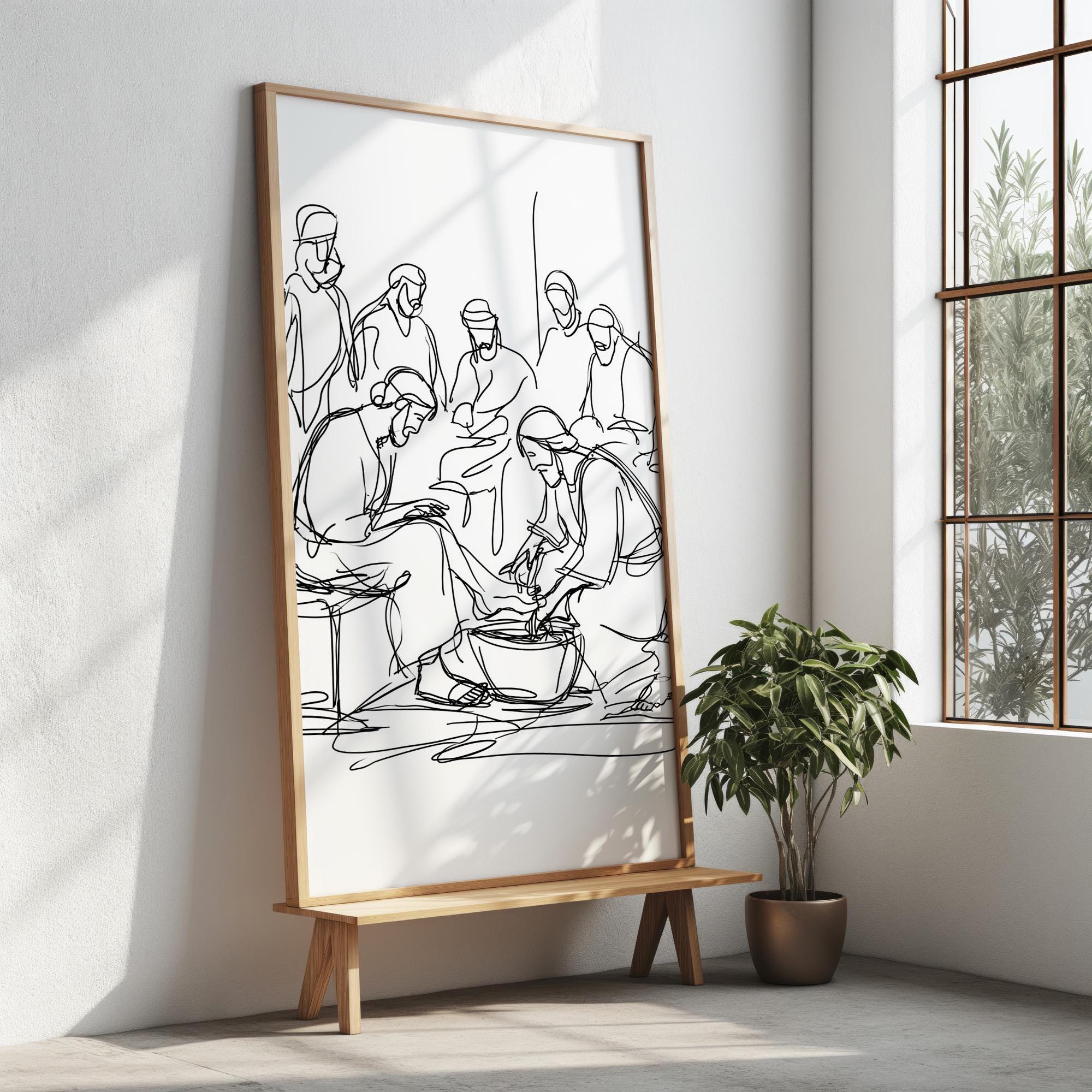 The Washing of the Disciples’ Feet, Line-art-style, Bible Wall Art ...