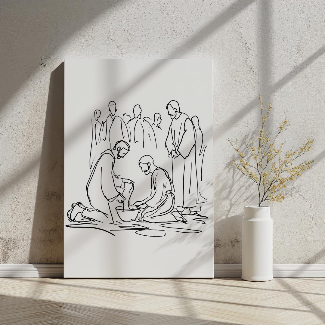 The Washing of the Disciples’ Feet, Line-art-style, Bible Wall Art ...