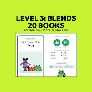 Decodable Readers Blends, 20 Consonant Blends Mini Books, Beginning and Ending Blends, Kindergarten 1st Grade Phonics Printable PDF