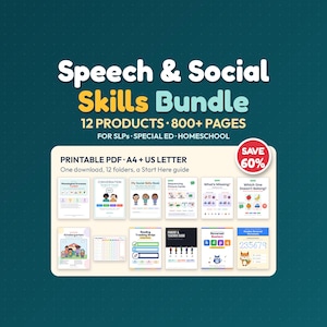 Speech Therapy Bundle, Special Ed Bundle, Social Skills Bundle, SLP Materials, Visual Supports, 12 Products 800+ Pages, Printable PDF