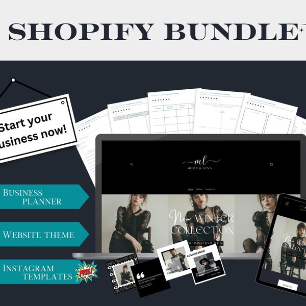 Shopify website theme template banner website design, User friendly business plan bundle for starters, Free Instagram Templates