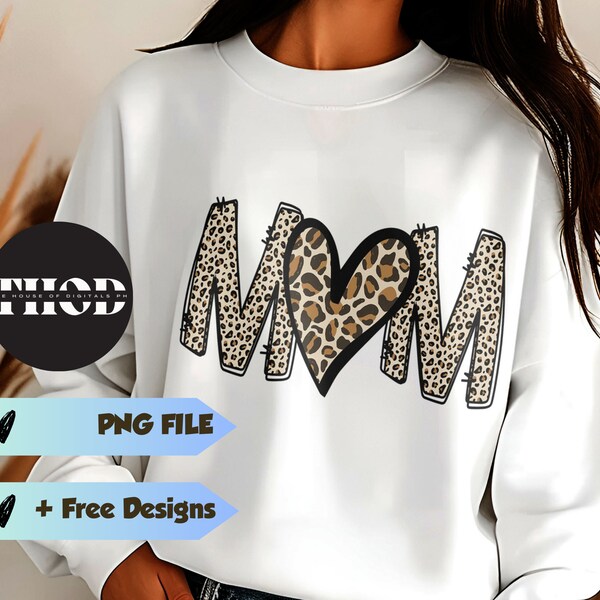 Mothers Day Leopard Print PNG Sublimation Black and Gold Pattern Mom Mama Shirt Top Sellers Popular Now , TheHouseofDigitals SD-101