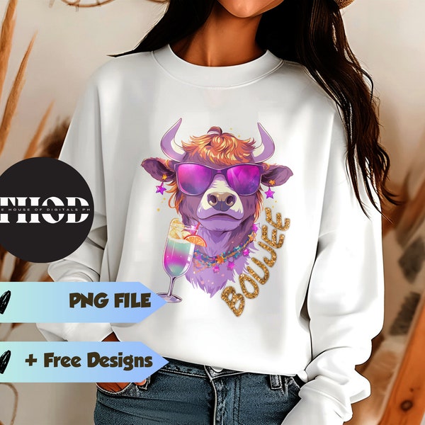 Highland Cow Glitter Boujee Heifer Trendy Png Sublimation, Best Selling Instant Download Popular Right Now Dtf Transfers Top Sellers SD-106