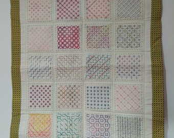 Sashiko Patchwork + Handmade Cross Stitch Sampler