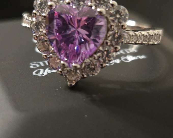 Sterling Silver Blushing Heart ring
