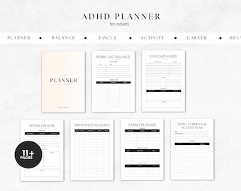 Digital ADHD daily planner for adults and students, Canva ADHD organizer, Customizable Canva Templates for Productivity & Focus, Routine