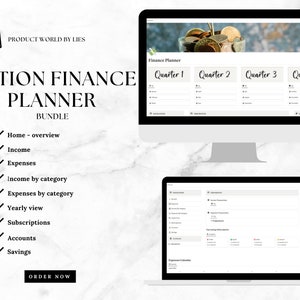 Notion Finance Planner Bundle template, digital tracker, personal, small business, girl boss, all in one, income, expenses, overview & more