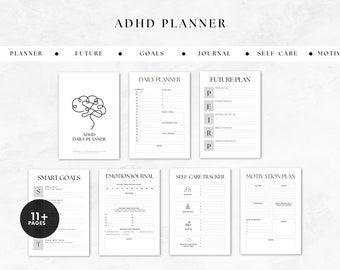 Digital daily planner for ADHD, Canva ADHD organizer, Customizable Canva Templates for Productivity & Focus, Routine and Self-care Tracker