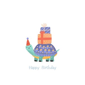 Cartão de feliz aniversário tartaruga