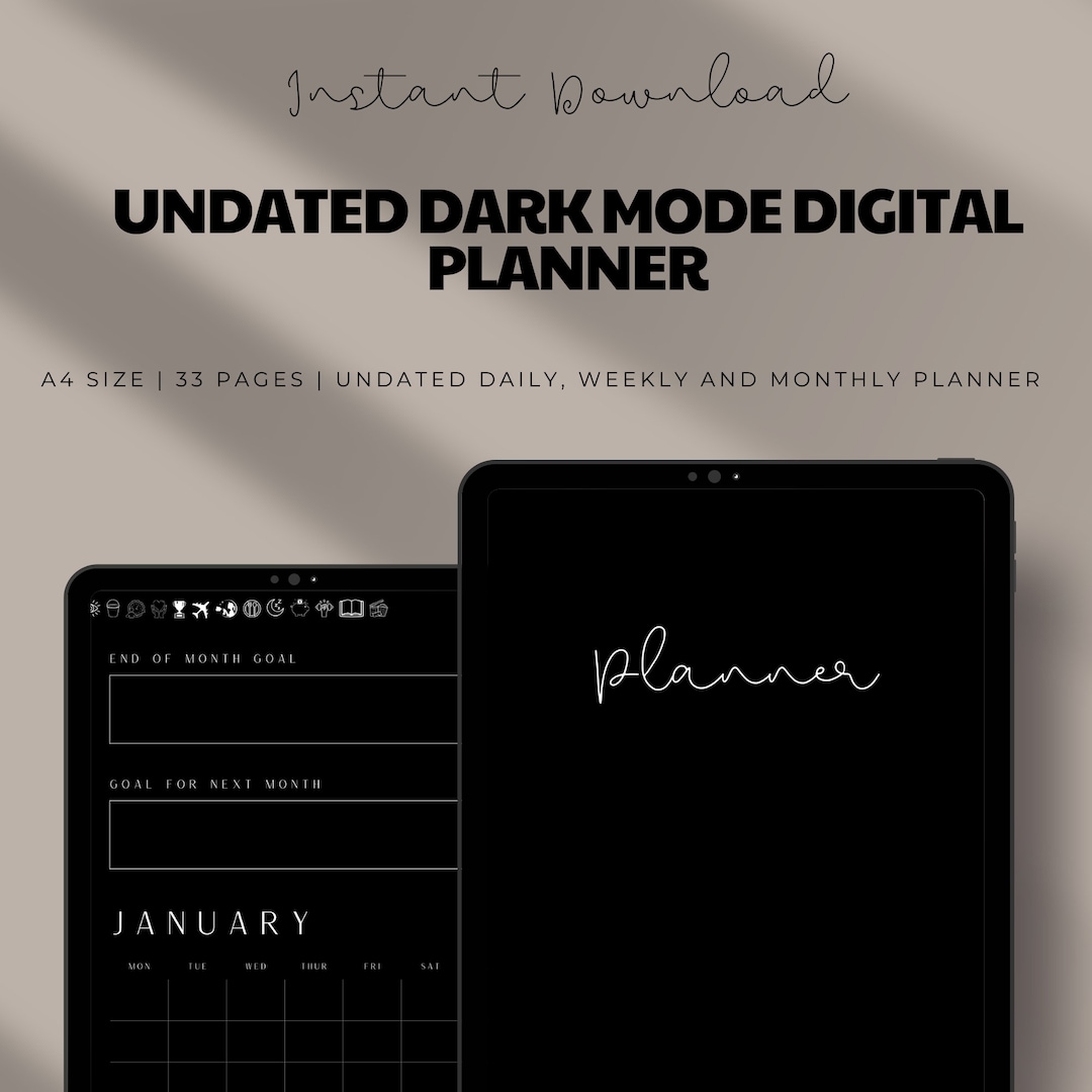 Dark Mode | Digital Planner | Goodnotes | Undated Planner | Dark ...