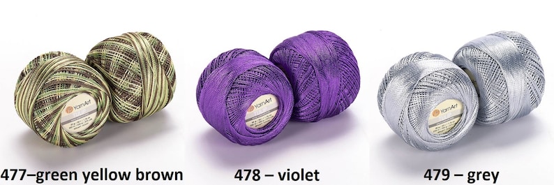 Puede incluir: Dos carretes de hilo de arte de hilo verde, amarillo y marr&oacute;n, dos carretes de hilo de arte de hilo morado y dos carretes de hilo de arte de hilo plateado.