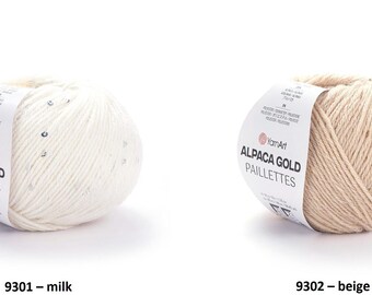 Yarn Alpaca Gold Paillettes YarnArt yarn payette yarn sequins yarn payette wool yarn beaded yarn beads yarn аlpaca payette аlpaca sequins