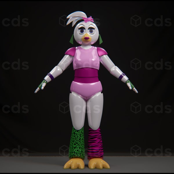 FNAF Glamrock Chica Sicherheitspause Ganzkörper tragbar mit Helm druckbare STL Dateien 3D Modell