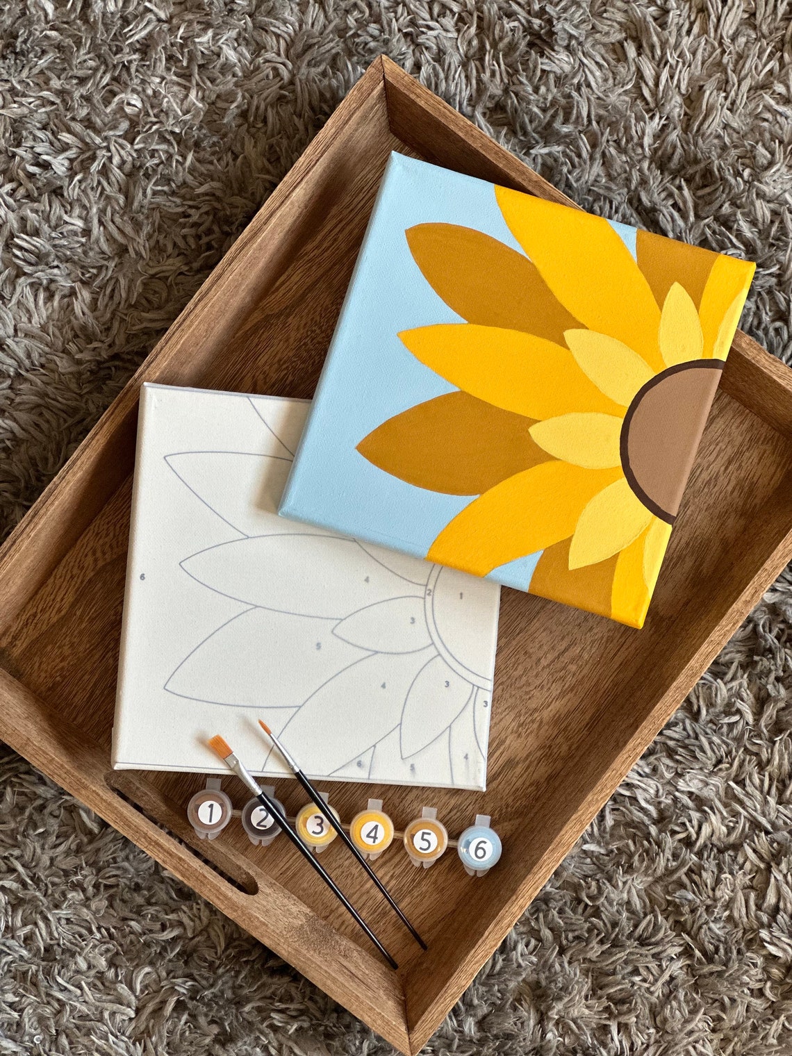 Sunflower Paint by Number Kit for Adults – DIY 8 X 8 Inch Canvas ...