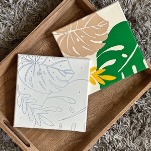 Tropical Leaves Paint by Number Kit – DIY Botanical Canvas Painting Set for Adults | Easy Modern Wall Art | Unique Craft Gift Ideas image 8