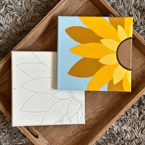 Sunflower Paint by Number Kit for Adults – DIY 8 X 8 Inch Canvas ...