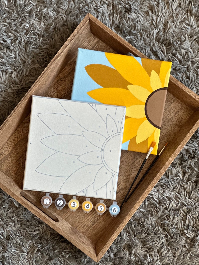 Sunflower Paint by Number Kit for Adults – DIY 8 X 8 Inch Canvas ...