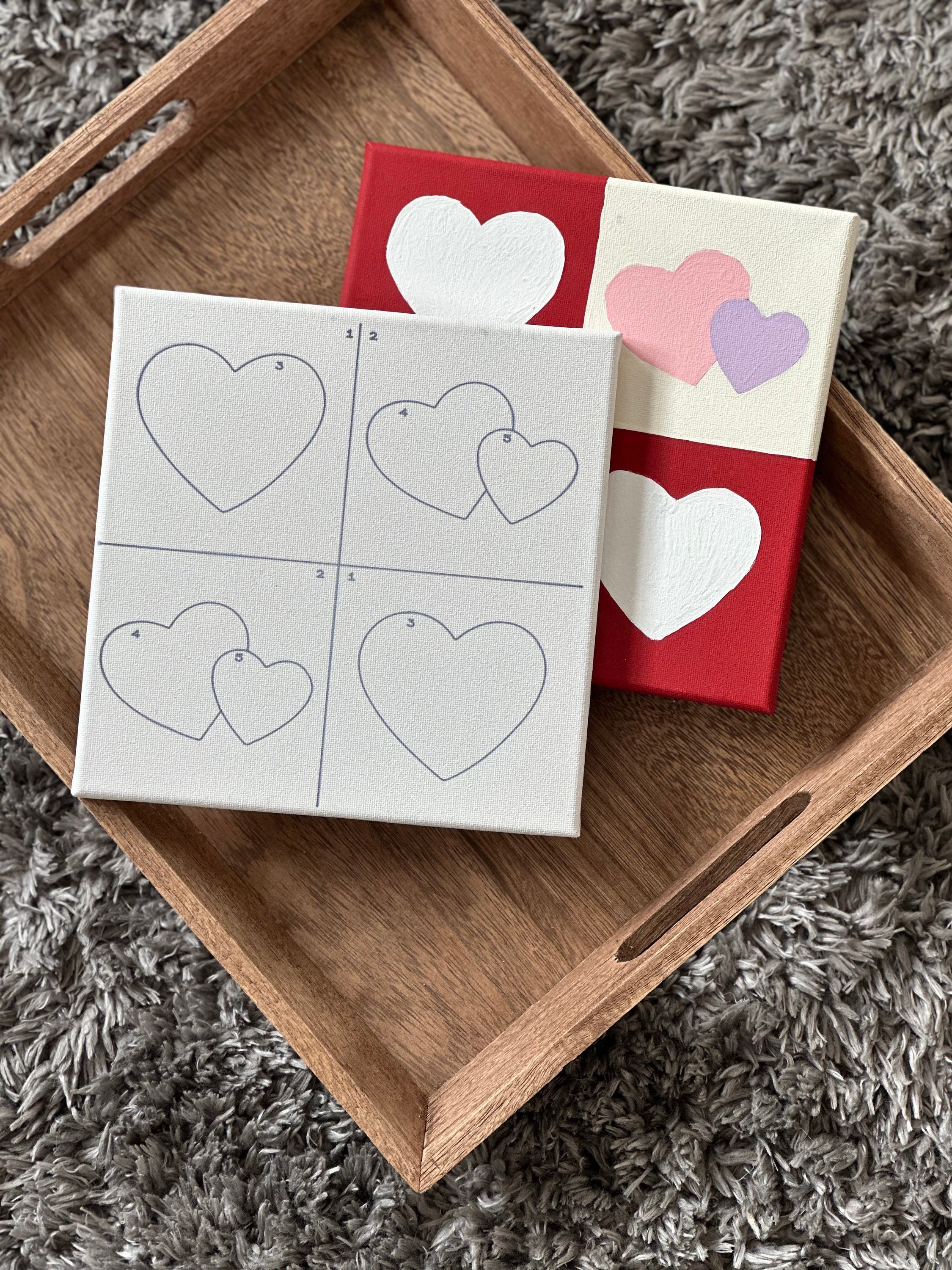 Checkered Hearts Paint by Number Kit for Adults, DIY Valentines